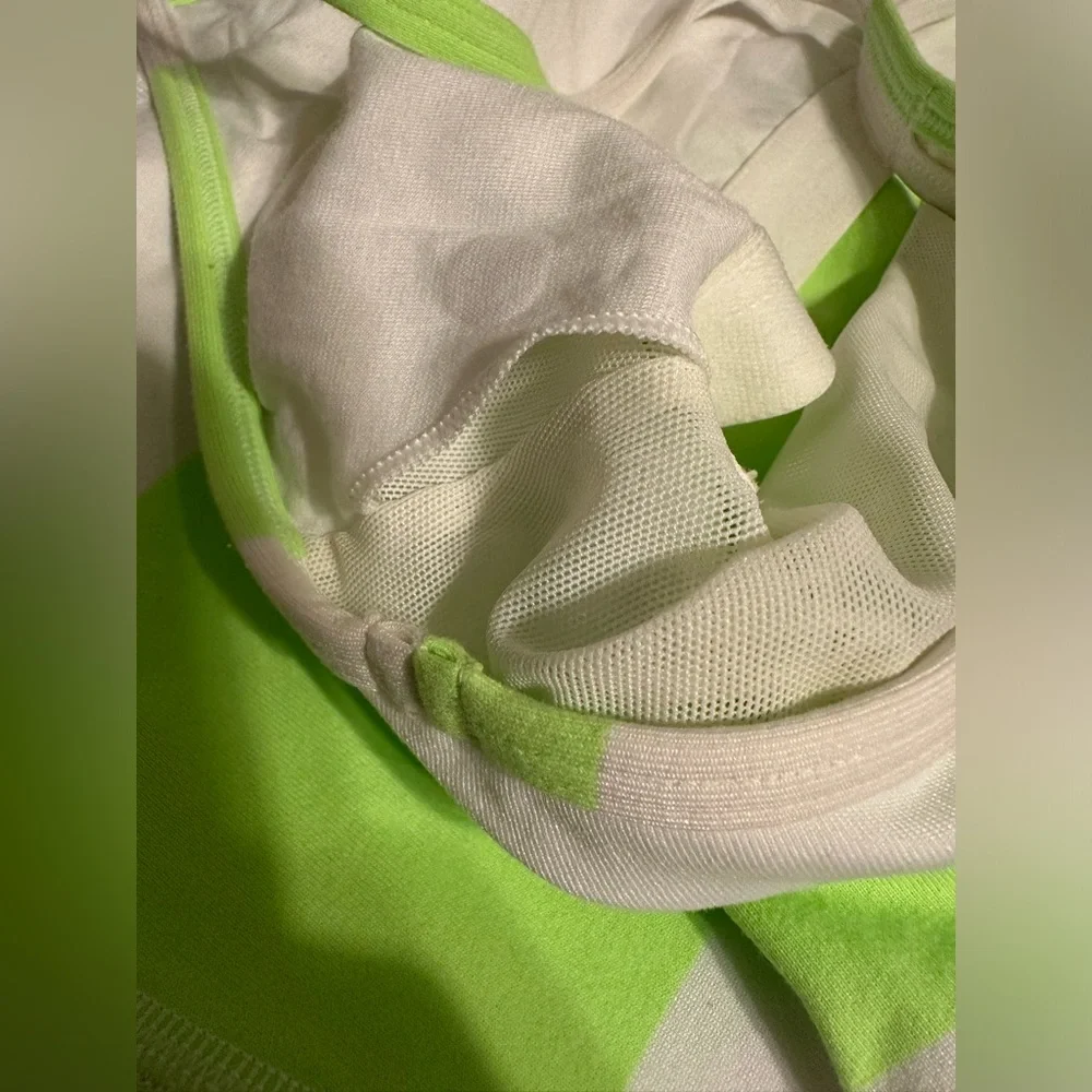 Lululemon Power Y Tank Bold Stripe White/ Zippy Green - Size 12‎
